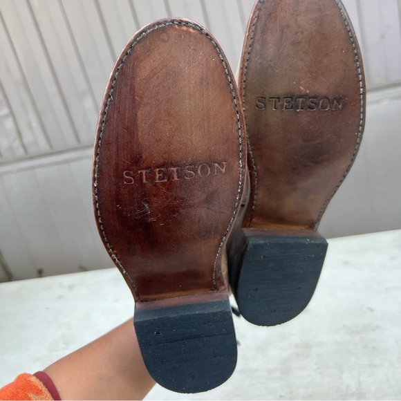 NEW Brown and white distressed STETSON boots - Picture 2 of 3